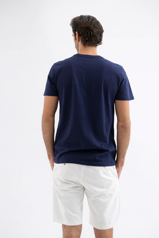 تي-شيرت رجالي كحلي قطن بطبعة RUN