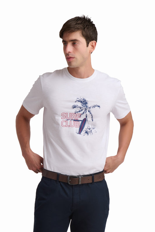 تيشيرت أبيض قطني بطبعة جرافيك