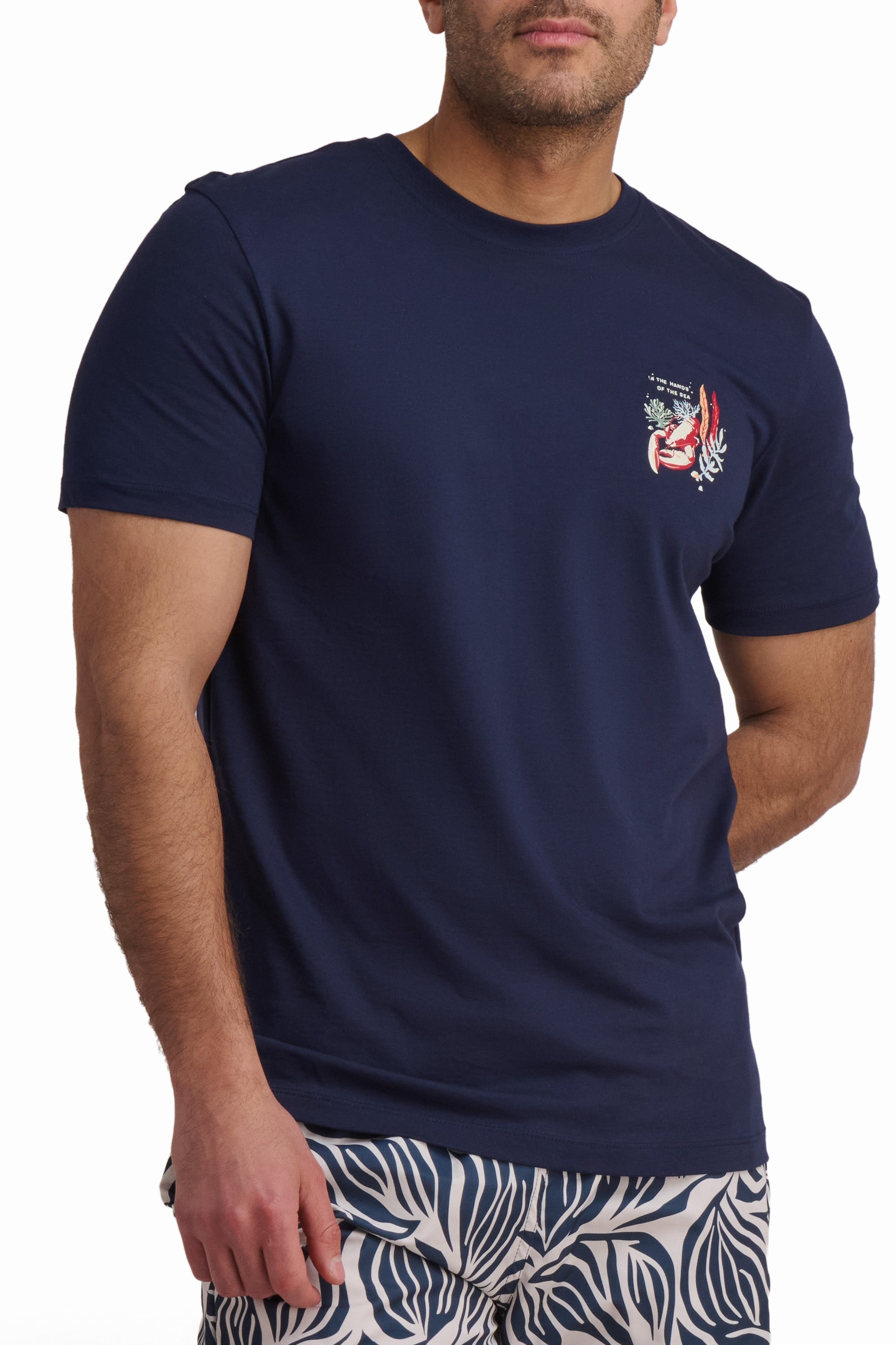 Navy Graphic Cotton T-Shirt