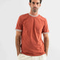 Rust Contrast-Trim Cotton T-Shirt