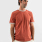 Rust Contrast-Trim Cotton T-Shirt