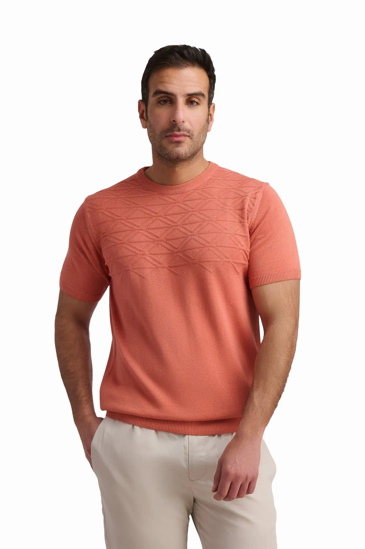 Coral Textured Short Sleeve T-Shirt