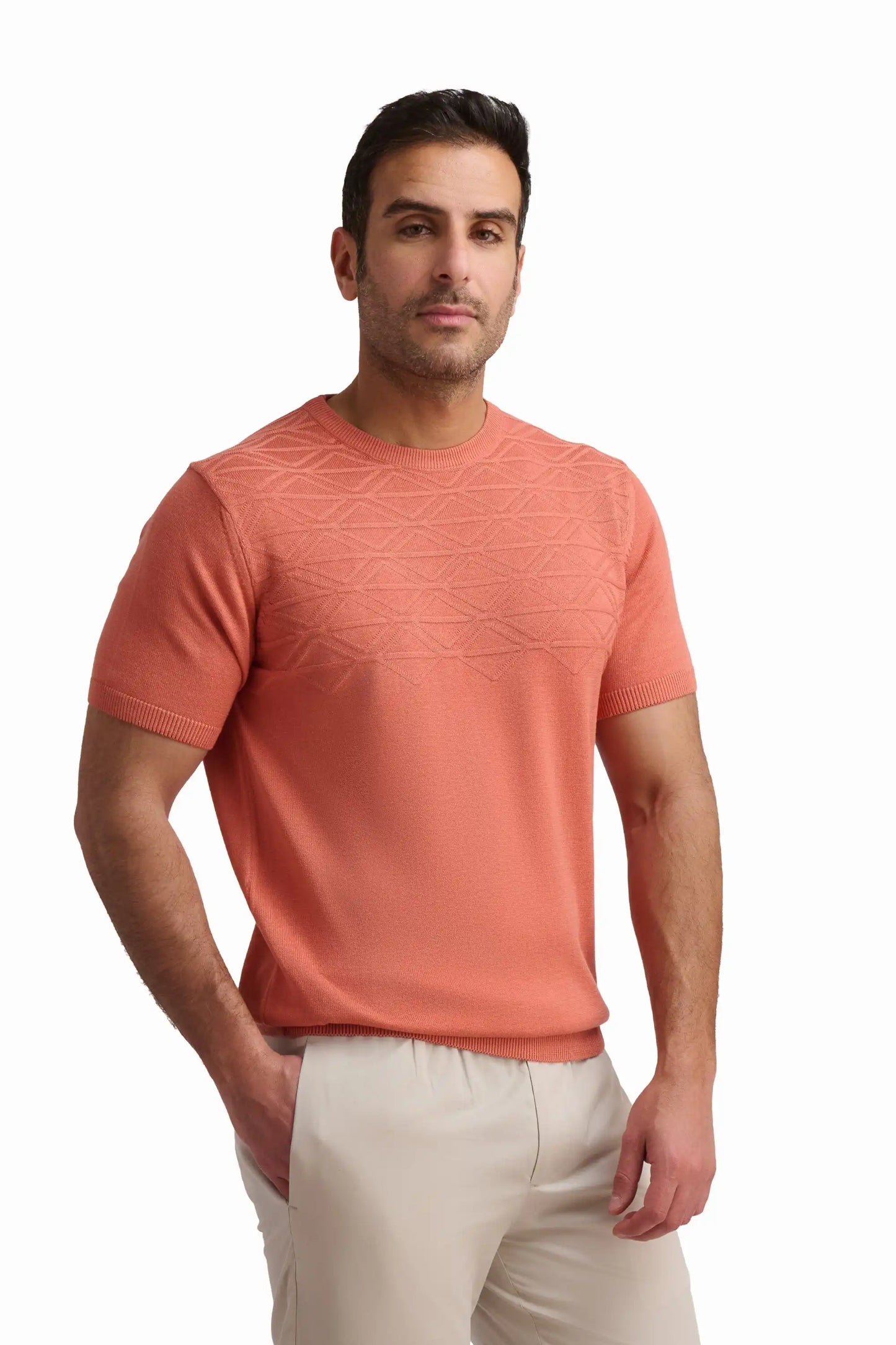 Coral Textured Short Sleeve T-Shirt