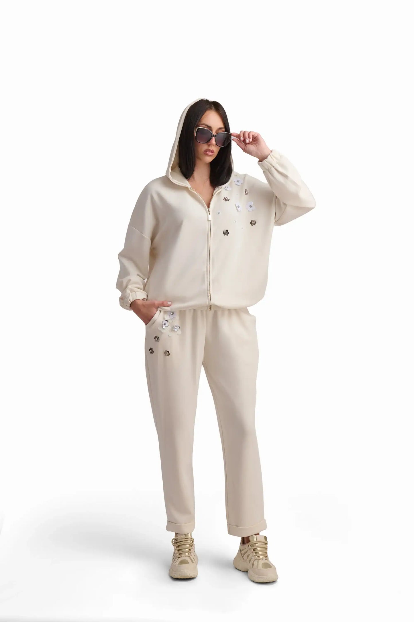 Cream Petal Zip Jacket