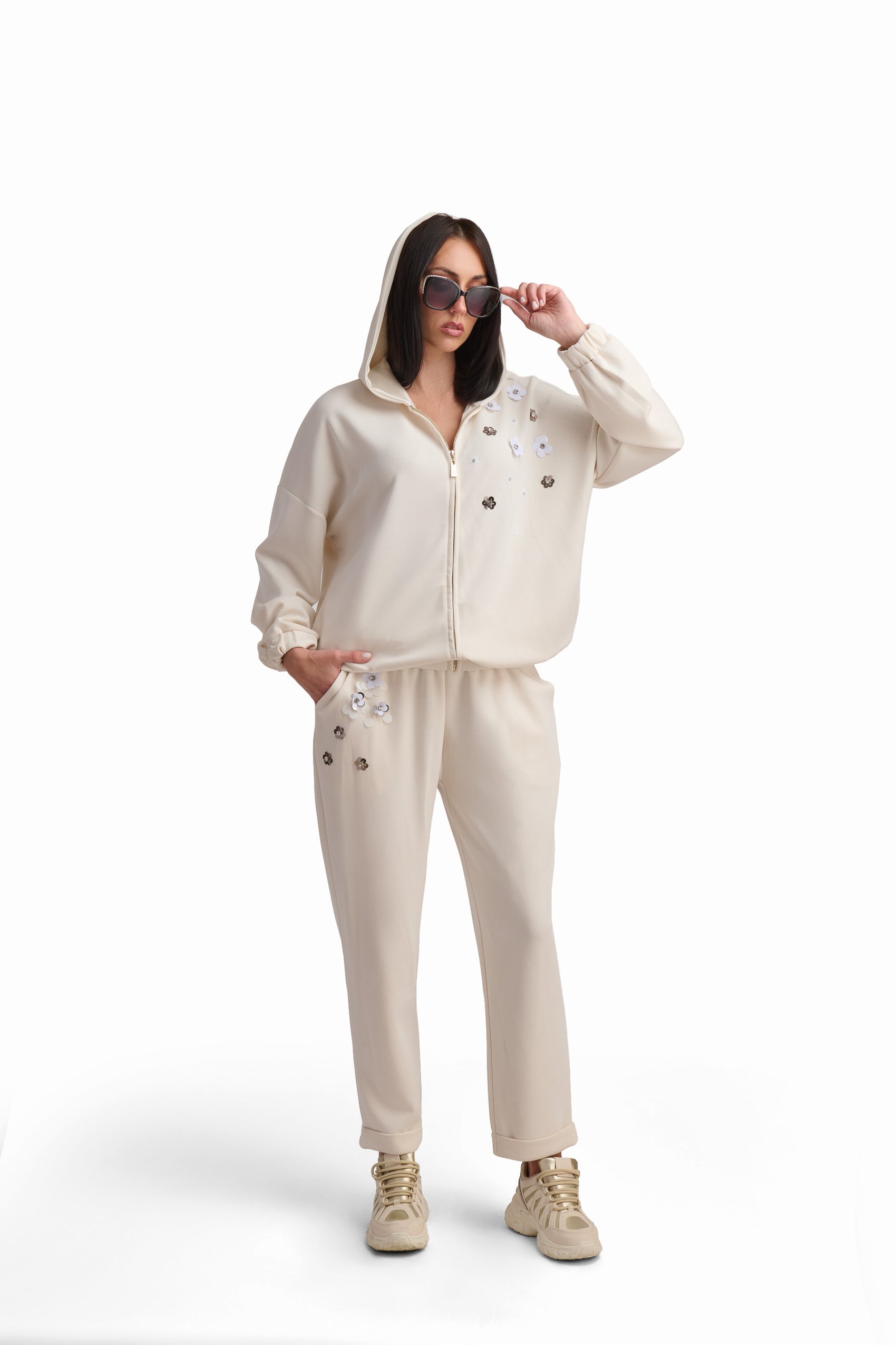 Cream Petal Zip Jacket