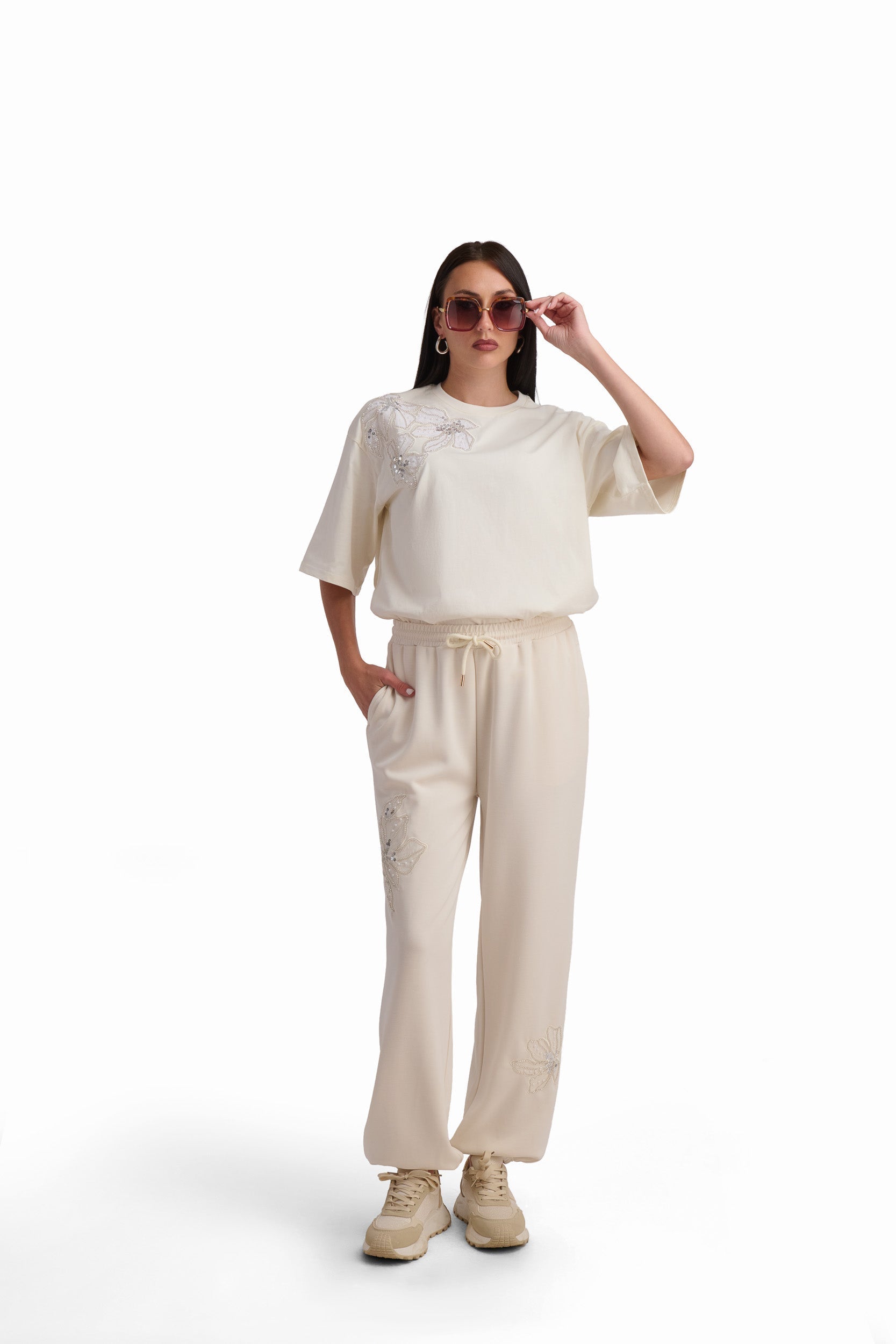 Embellished Drawstring Jogger Pants