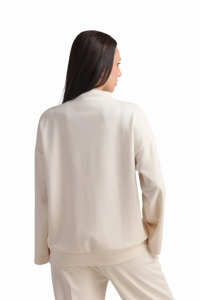 Cream 3D Floral Sleeve Sweatshirt
