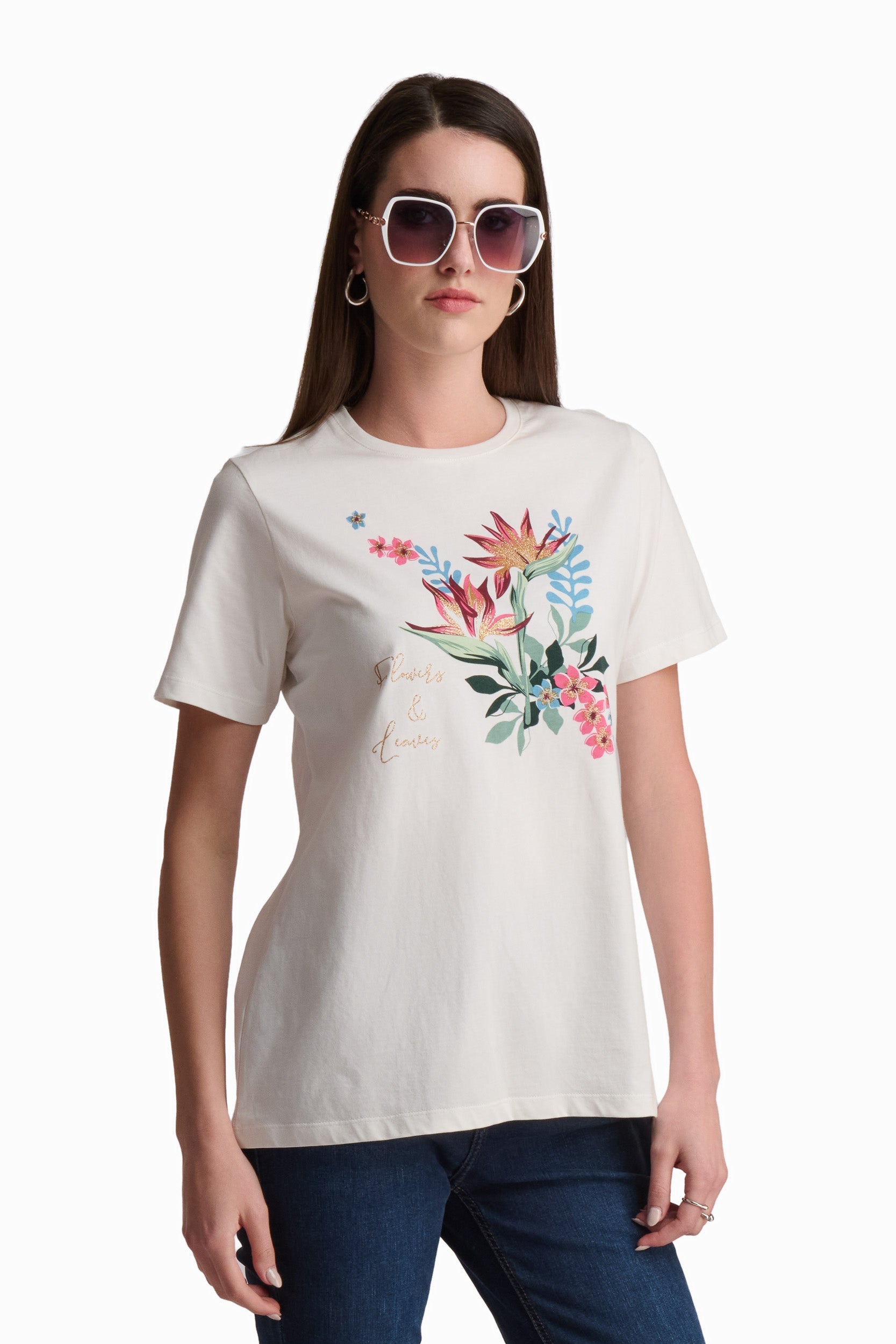 100% Cotton Floral Print T-Shirt