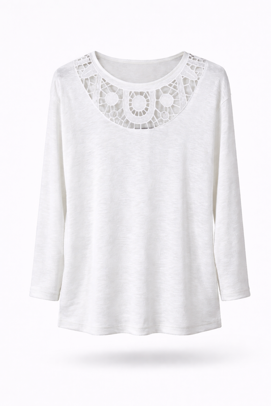 بلوزة بأكمام طويلة بلون أوف وايت