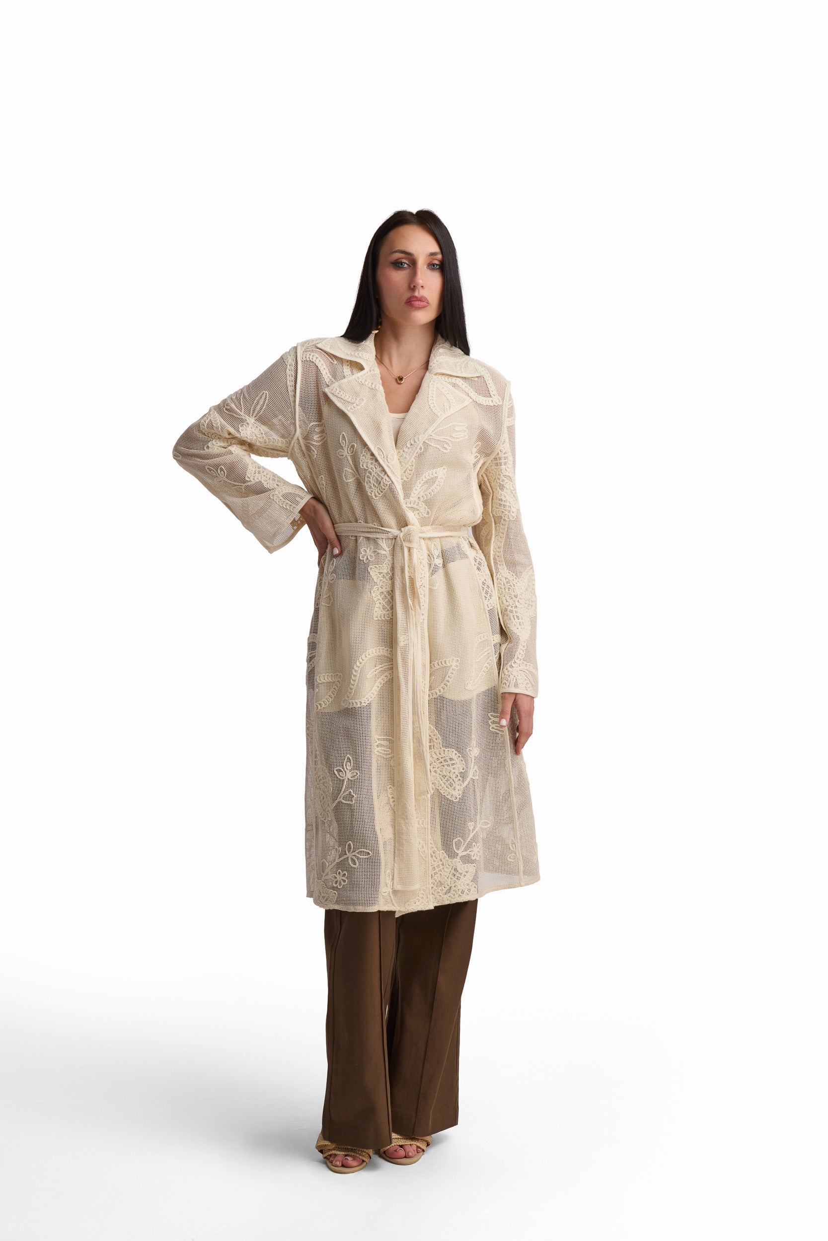 Cream Floral Lace kimono