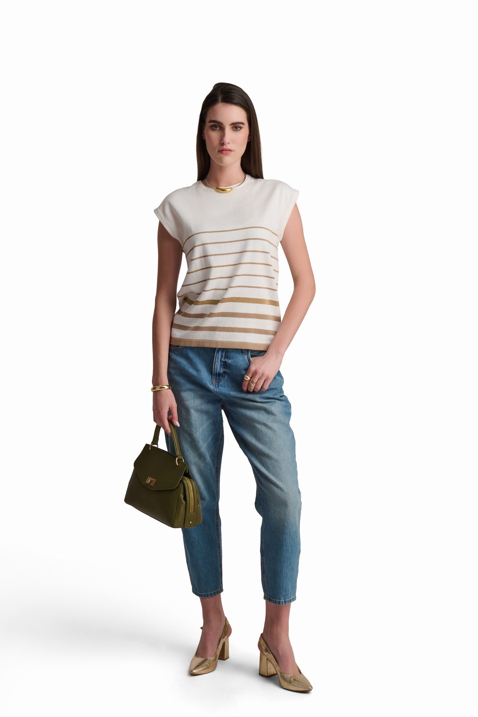 Chic Neutral Stripe Summer Top