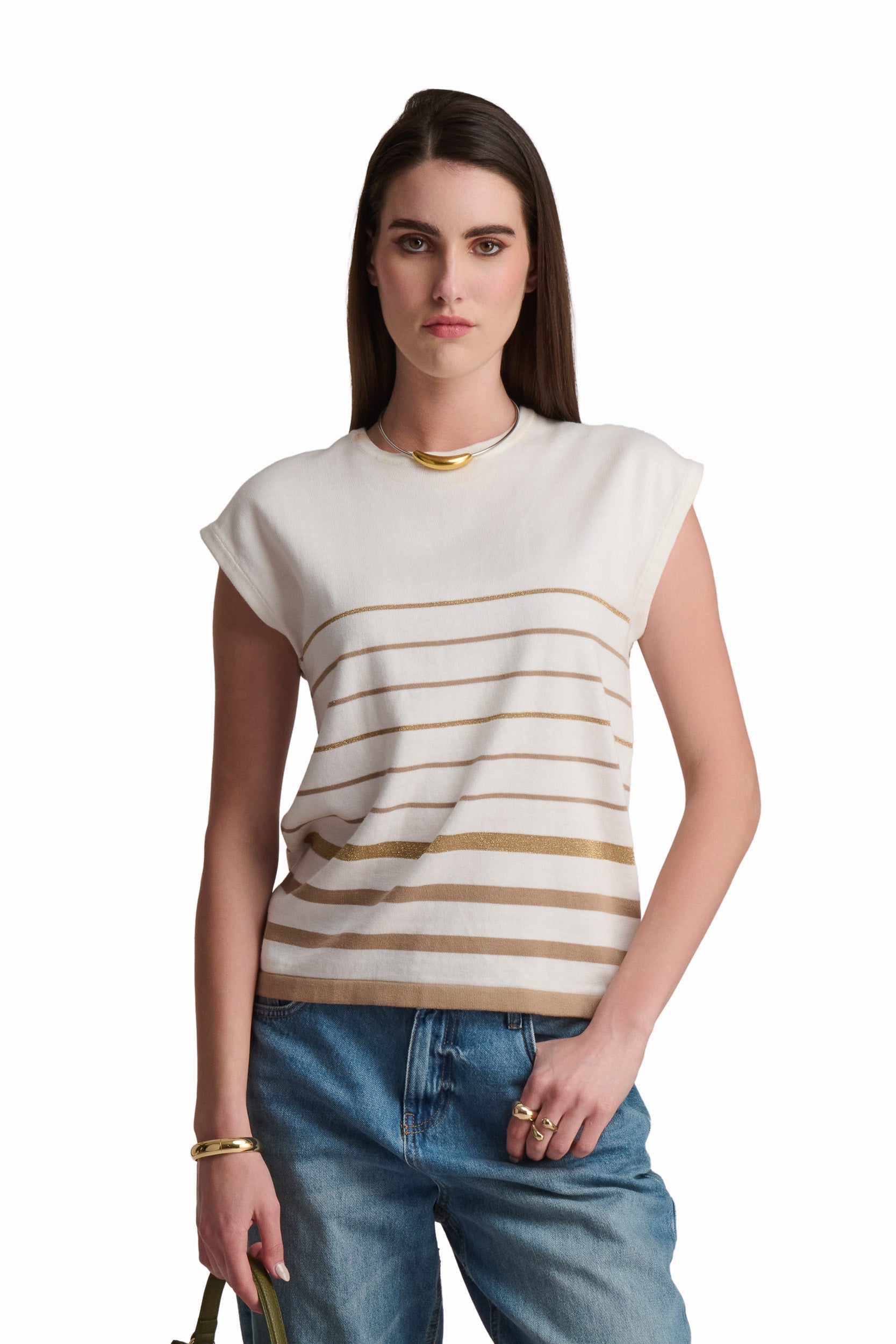 Chic Neutral Stripe Summer Top