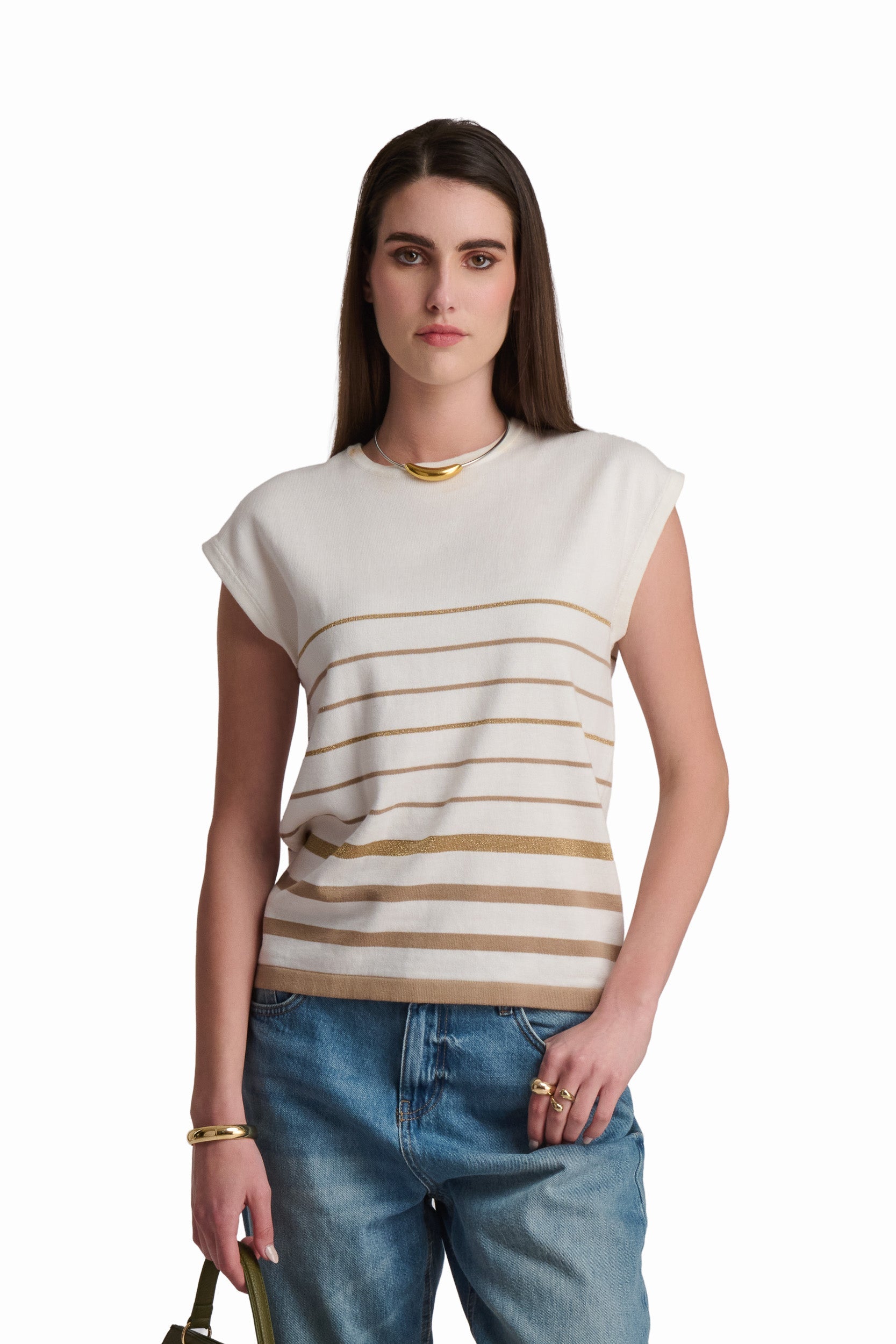 Chic Neutral Stripe Summer Top