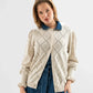 Ivory Diamond Knit Cotton Cardigan