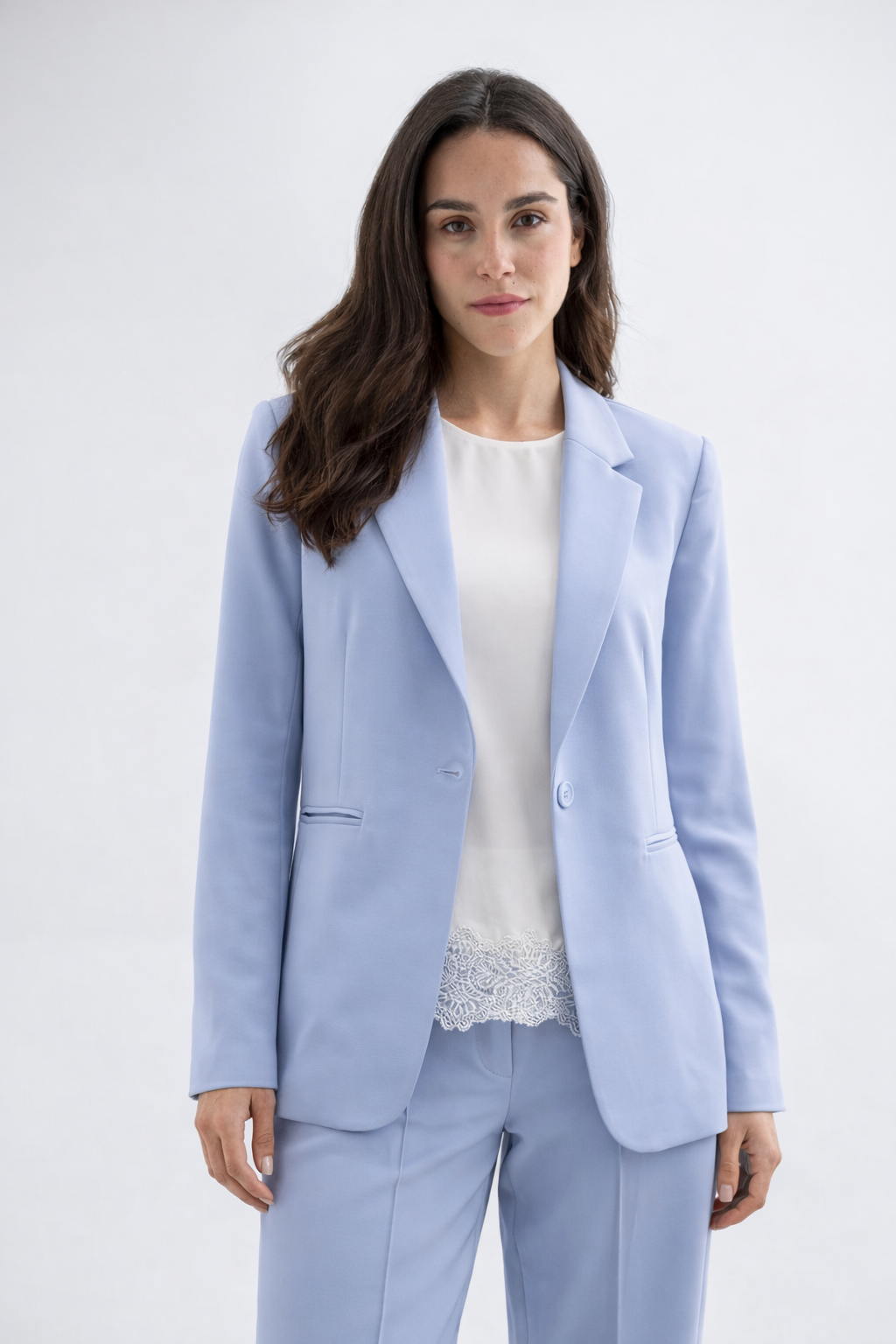 Light Blue Polyester Blazer