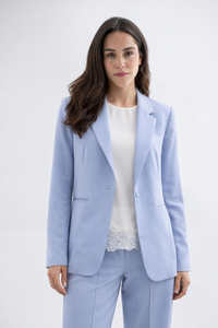 Light Blue Polyester Blazer