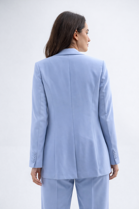 Light Blue Polyester Blazer