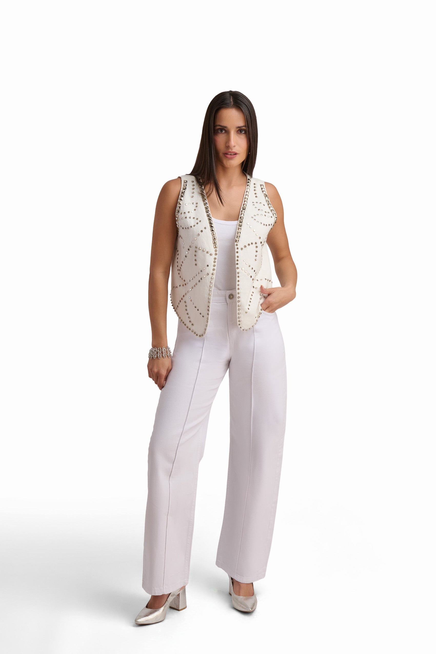 Studded Open-Front Vest
