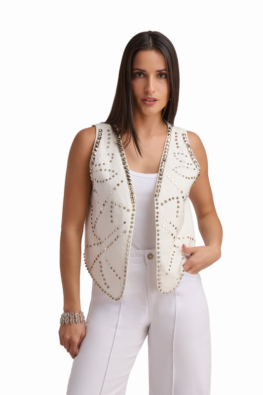 Studded Open-Front Vest