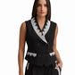 Tailored Vest with Contrast Embellished Collar