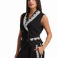 Tailored Vest with Contrast Embellished Collar
