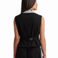Tailored Vest with Contrast Embellished Collar