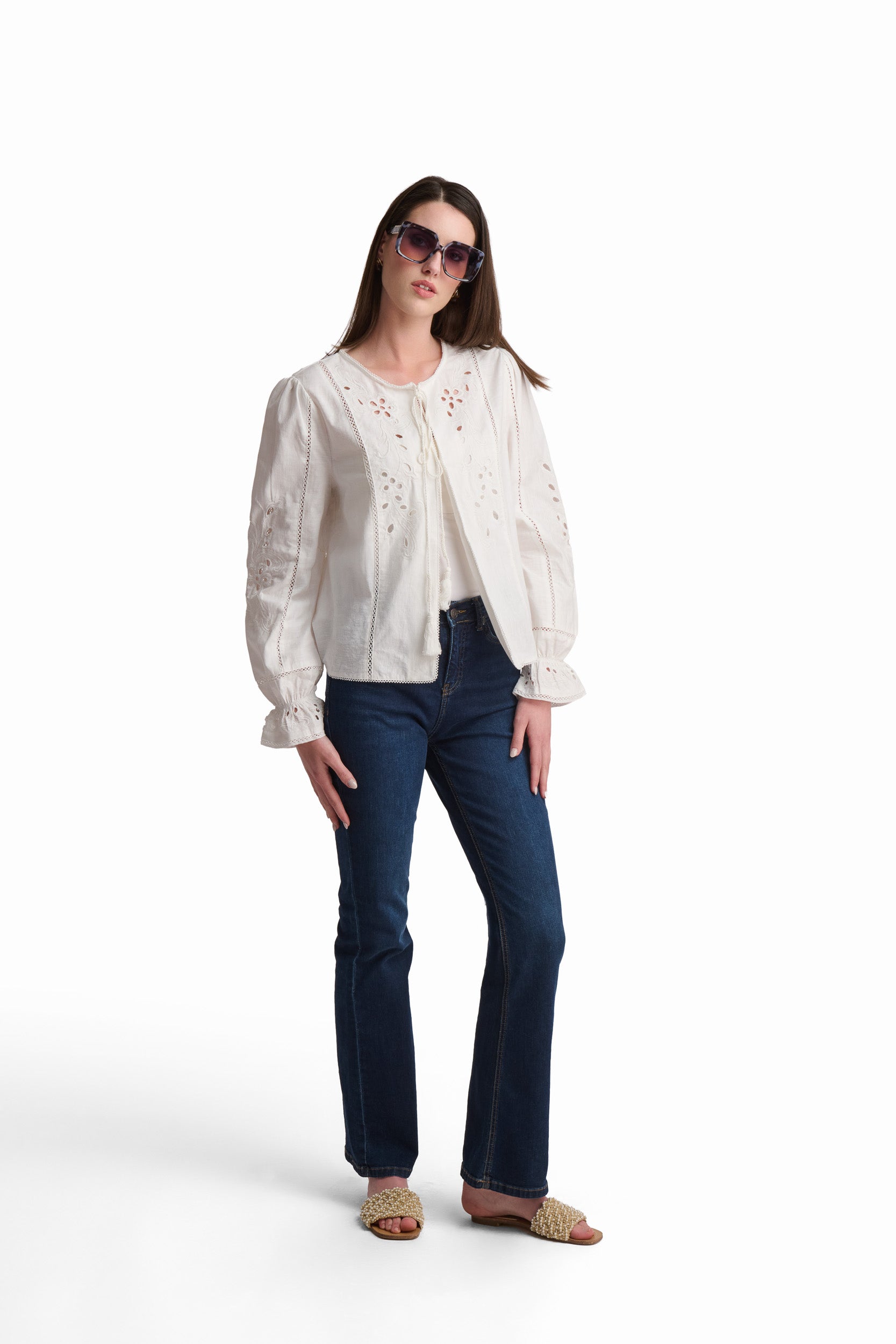 Embroidered Linen Blend Jacket