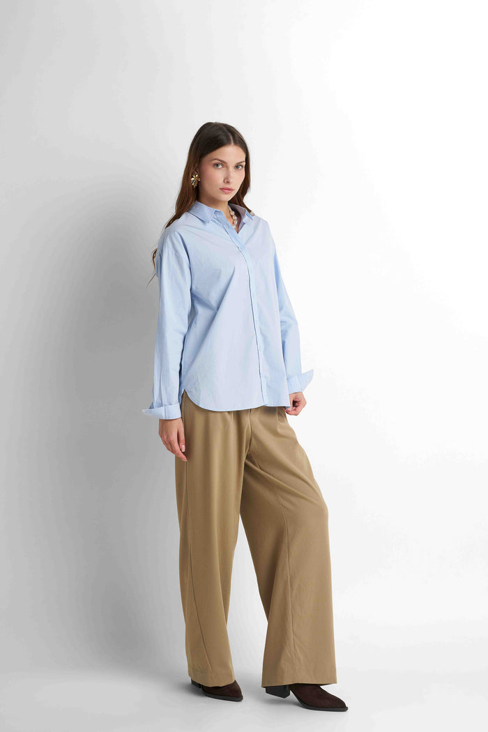 Cotton Buttoned Shirt - Baby Blue