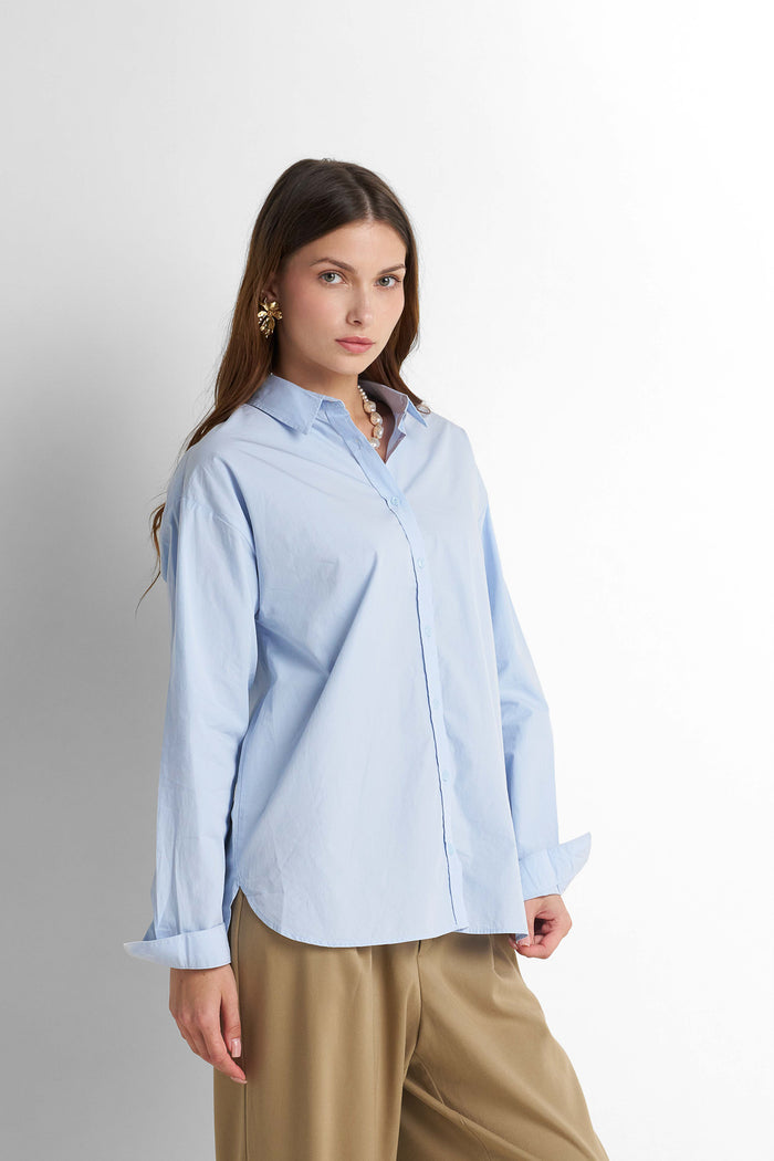 Cotton Buttoned Shirt - Baby Blue