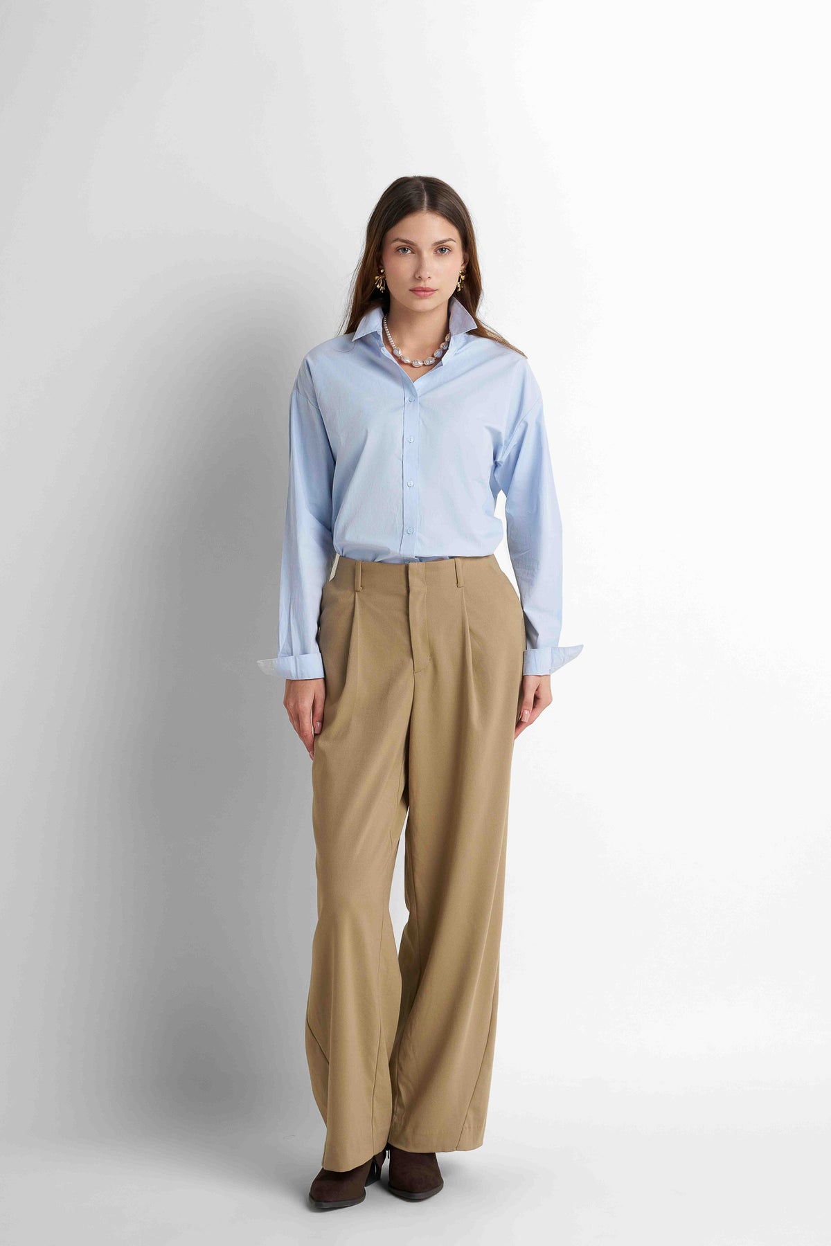 Cotton Buttoned Shirt - Baby Blue