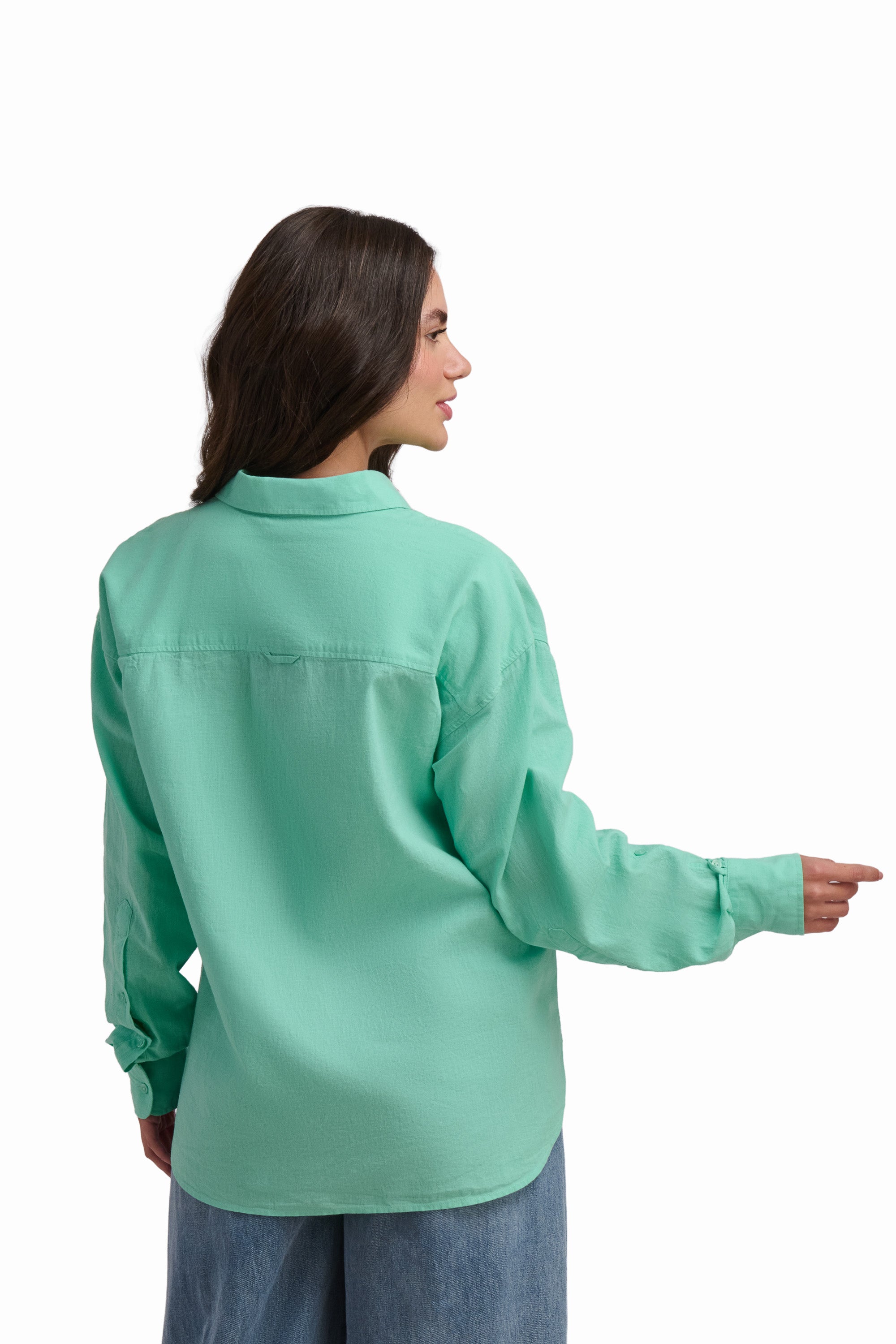 Emerald Breeze Linen Blend Shirt