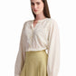 Cream Dotted Button-Up Blouse