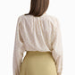 Cream Dotted Button-Up Blouse
