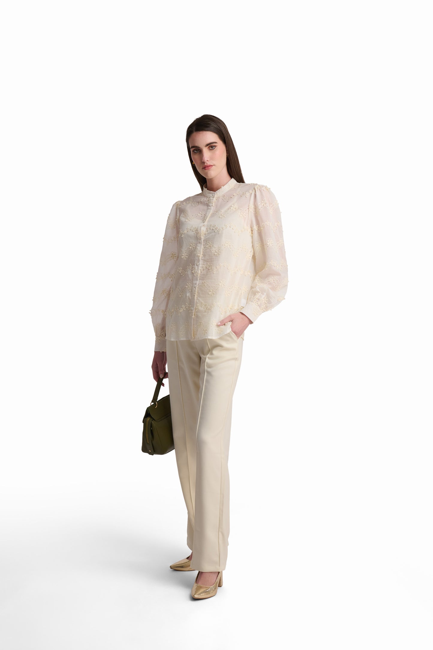 Victorian-Inspired Scalloped Eyelet Blouse