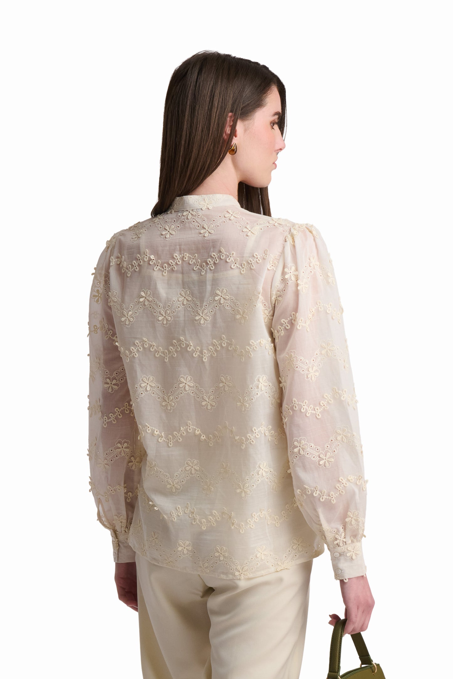 Victorian-Inspired Scalloped Eyelet Blouse