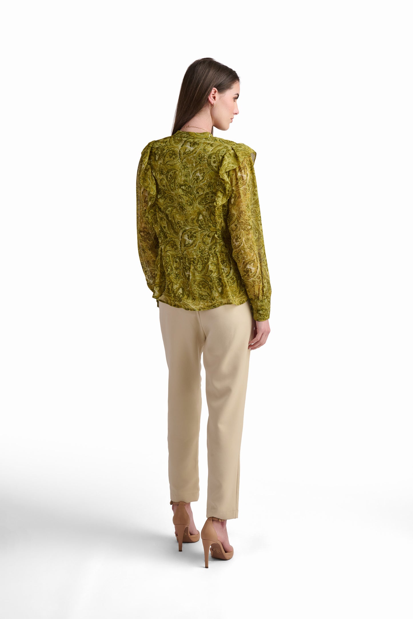 Golden Baroque Ruffle Blouse