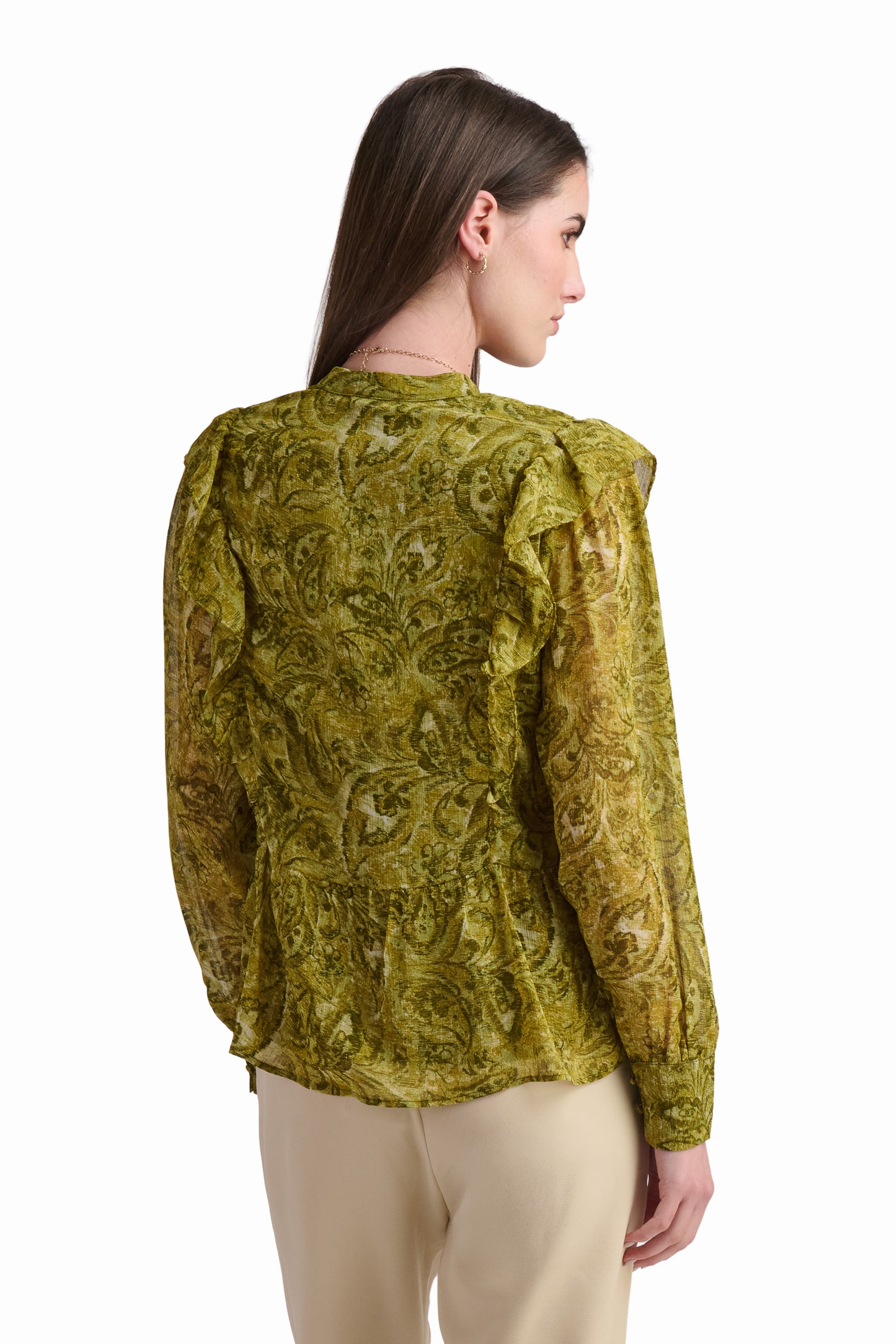 Golden Baroque Ruffle Blouse