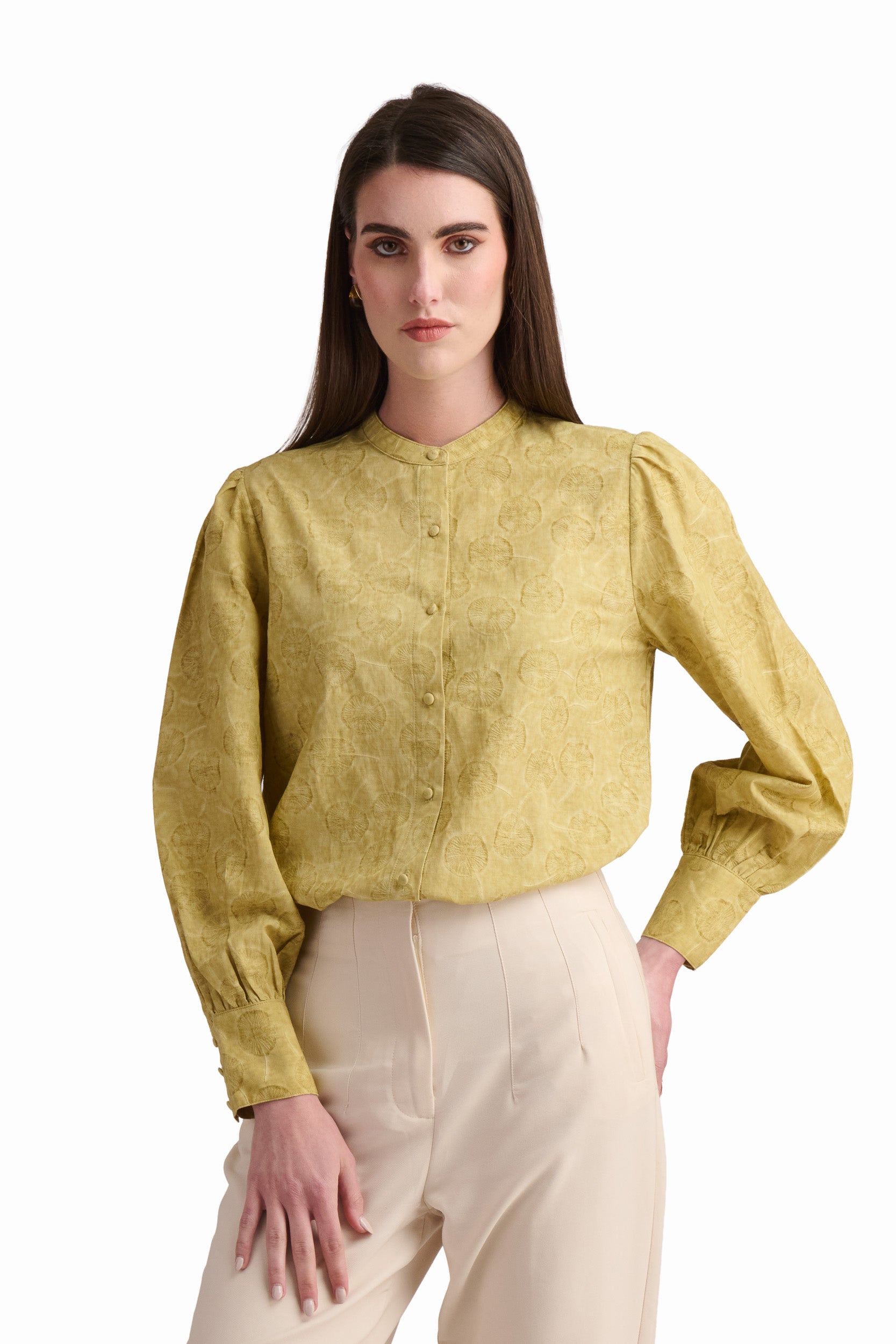 Soft Olive Buttoned Blouse