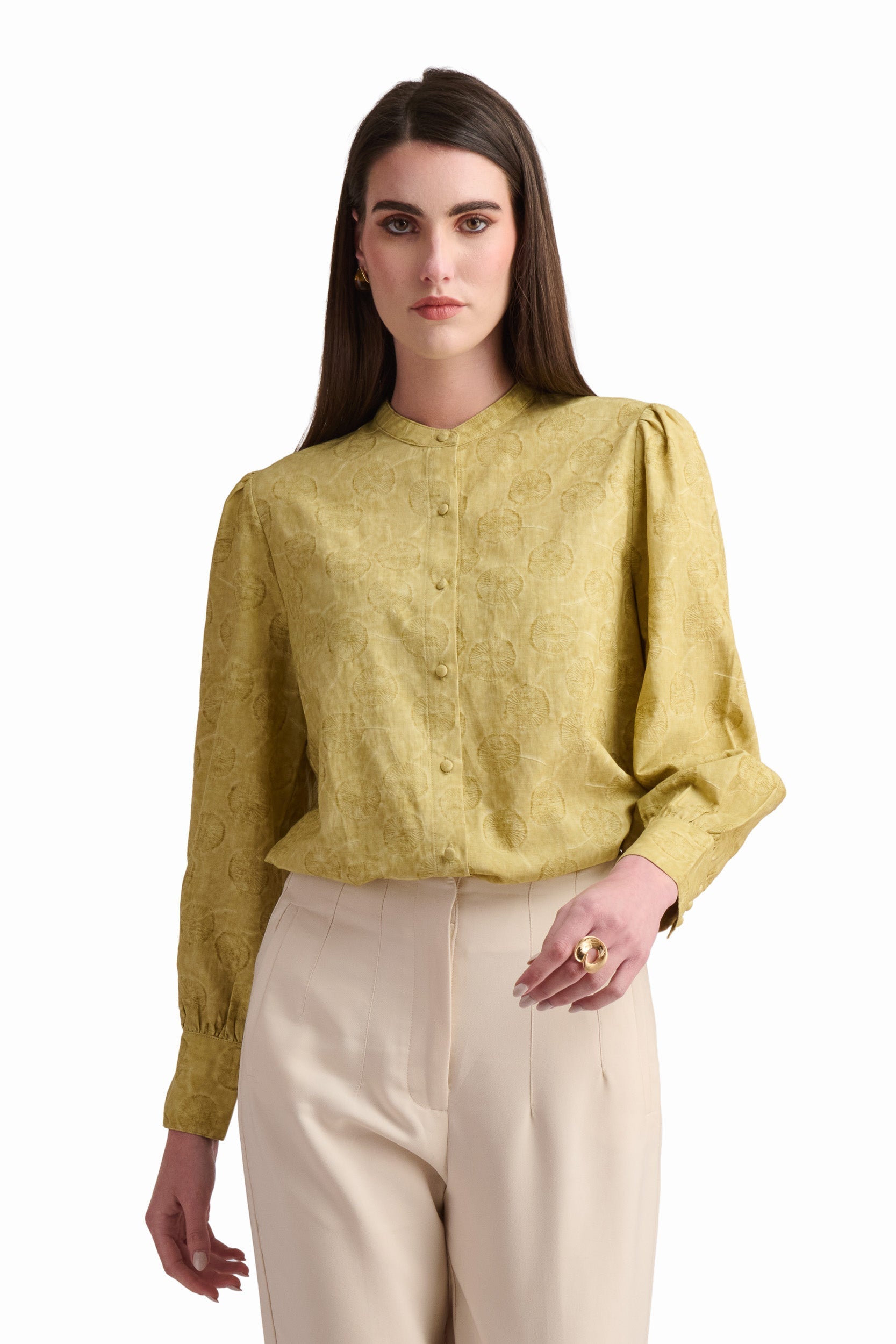 Soft Olive Buttoned Blouse