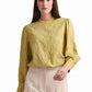 Sage Floral Linen-Blend Blouse