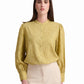 Sage Floral Linen-Blend Blouse