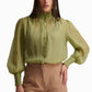 Olive Whisper High-Neck Blouse