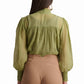 Olive Whisper High-Neck Blouse