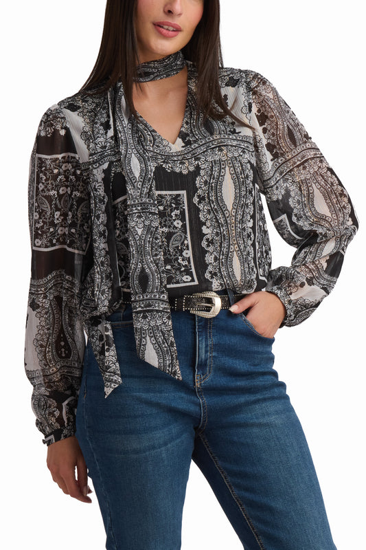 The Onyx Mosaic Blouse Intricate Artistry. Bohemian Luxe.