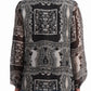 Black Blouse with Ornamental Design