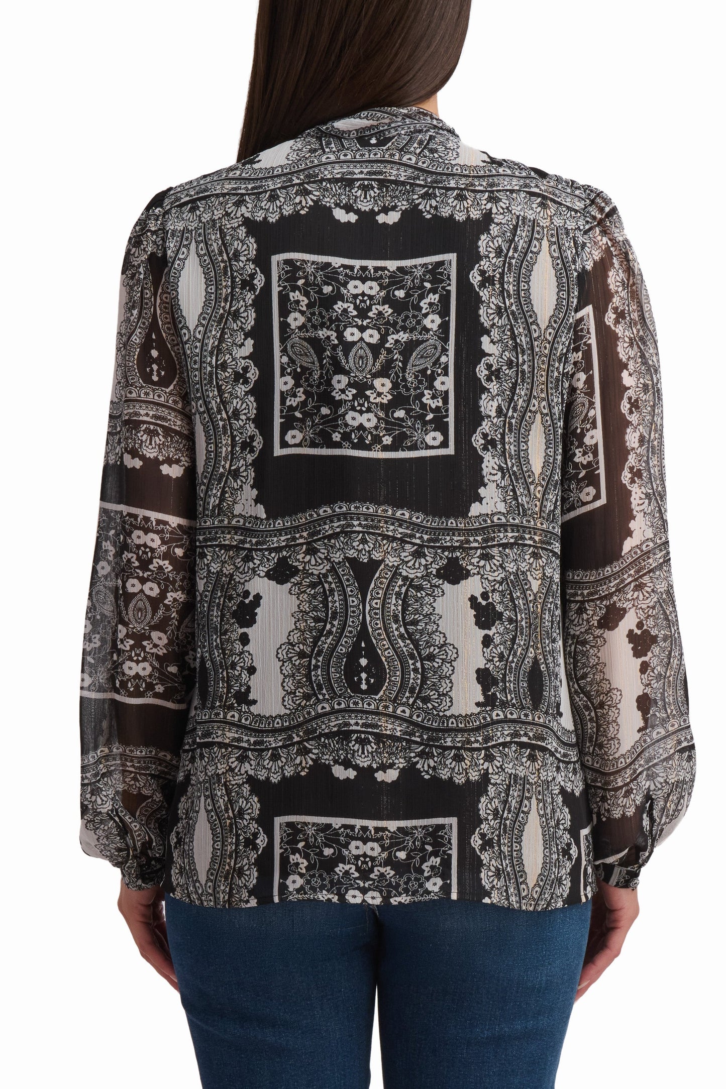 Black Blouse with Ornamental Design