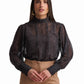 Black Blouse with Textured Detail
