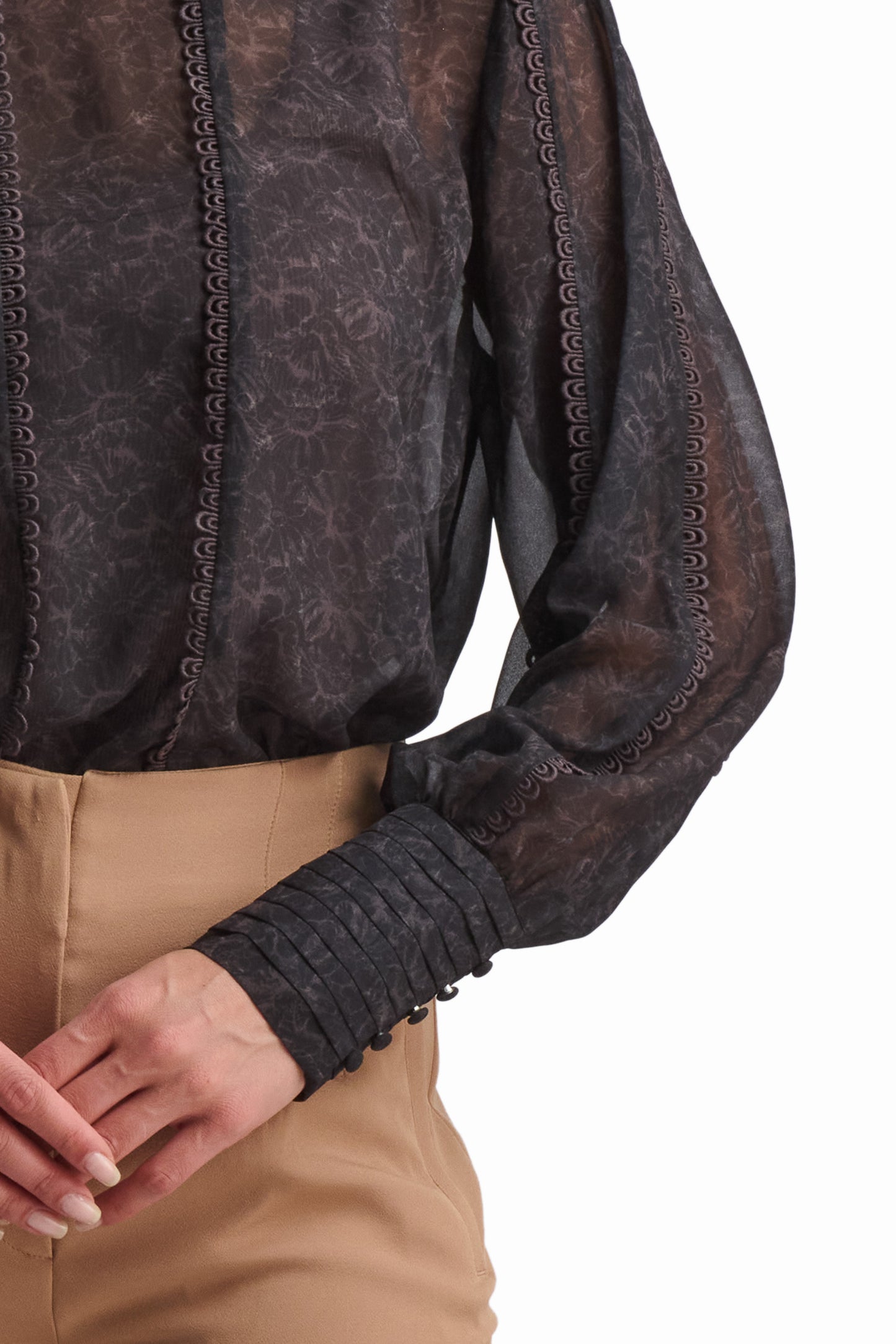 Black Blouse with Textured Detail