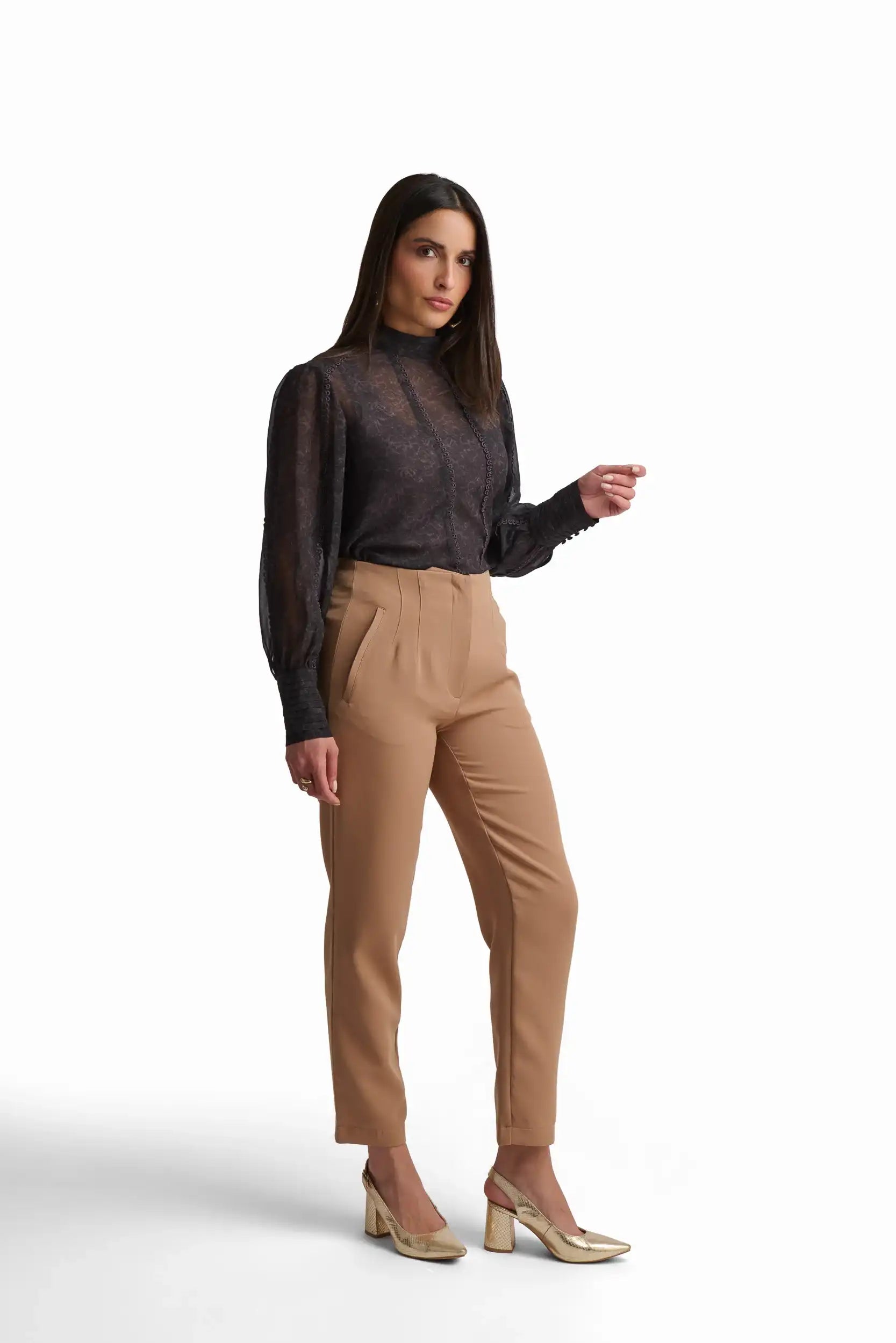 Black Blouse with Textured Detail