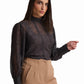 Black Blouse with Textured Detail